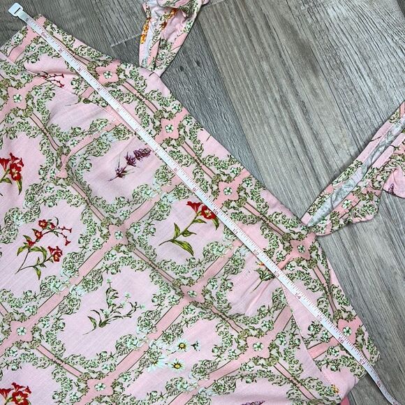 Agua Bendita × Target Floral Tile Print Pink Green Flutter Sleeve Mini Dress NWT - Picture 13 of 15